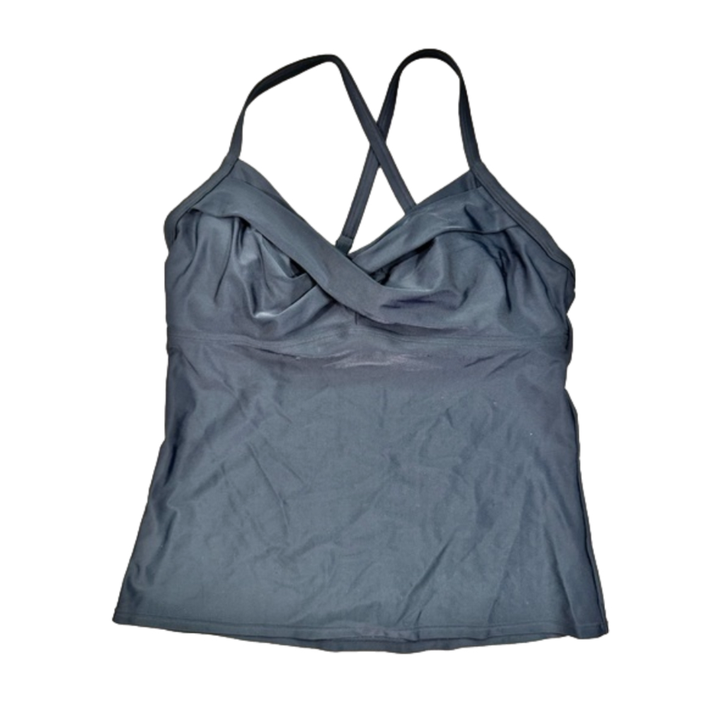 Athleta Black Spaghetti Strap slimming Swim Top Women's 38 B/C padding Underwire